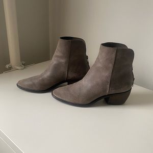 Grey Soft Leather Ankle Boots 8